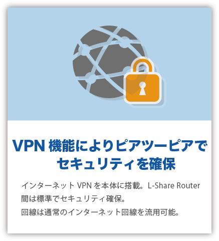 VPN機能によりピアツーピアでセキュリティを確保
